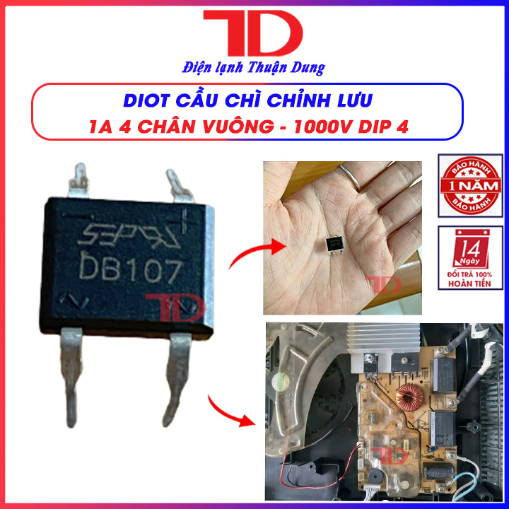 Diode Cầu Chỉnh Lưu 1A, 2A, 3A, 4A, 8A, 10A 1000V Dip 4 Chân cắm, DB107, 2W10, KBP210, KBP310, KBP410, KBP810, KBP1010, Điện lạnh Thuận Dung