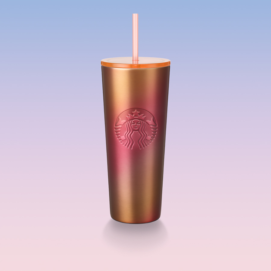 Ly Starbucks Cold Cup 24Oz Stainless Steel GRDT PINK YL