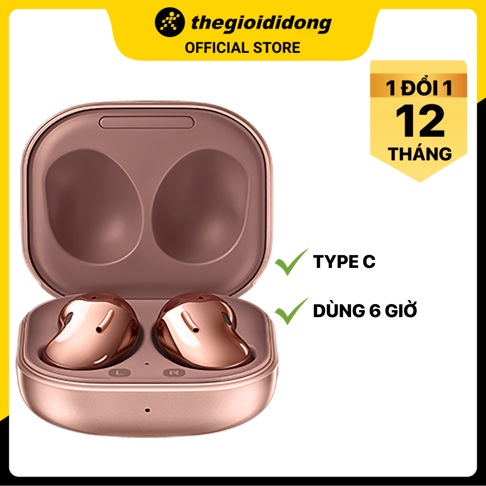 Tai nghe Bluetooth True Wireless Samsung Galaxy Buds Live R180 Gold - Hàng chính hãng