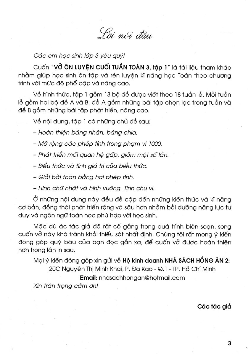 Vở Ôn Luyện Cuối Tuần Toán 3 Tập 1 _HA