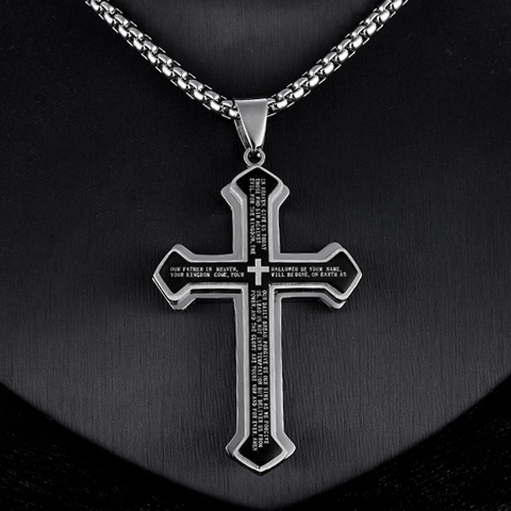 Cross Pendant Necklace Black