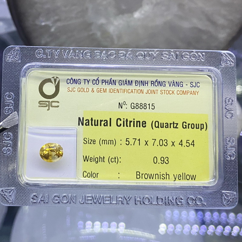Mặt đá thạch anh vàng citrine kiểm định tự nhiên