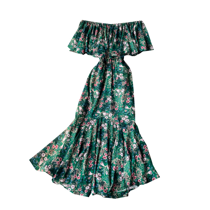 Hàng QC - Đầm body đuôi cá voan hoa 2 kiểu mặc (trễ vai hoặc cổ vuông) - D146296
