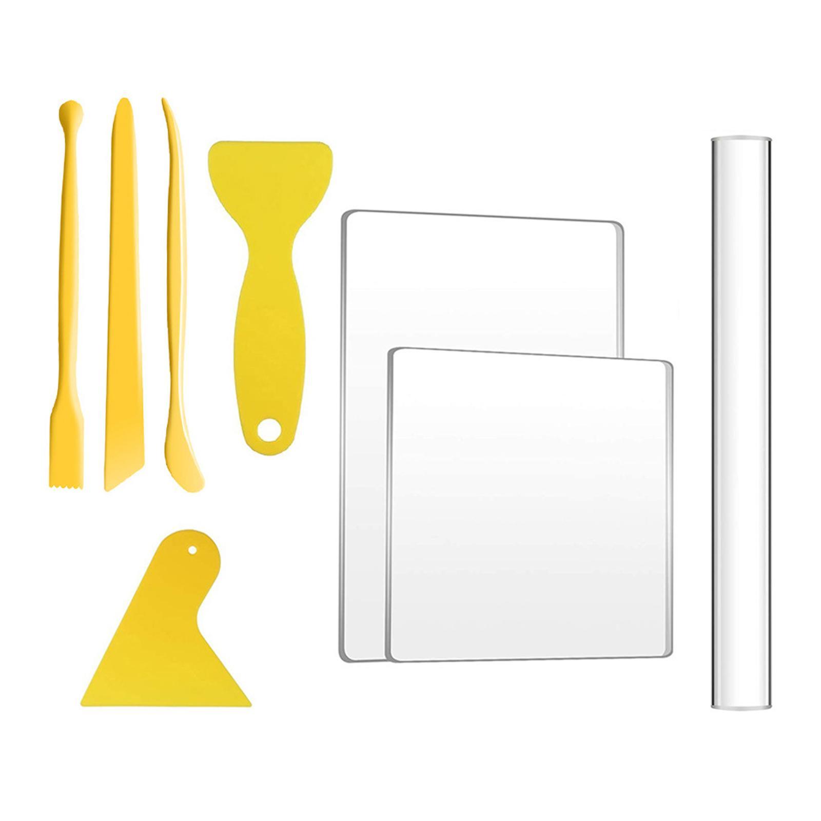 8x Polymer Clay Tools Pottery Clay Sculpting Tools Acrylic Clay Roller and Acrylic Sheet Clay Backing Board Modeling Clay Tools for Ceramics