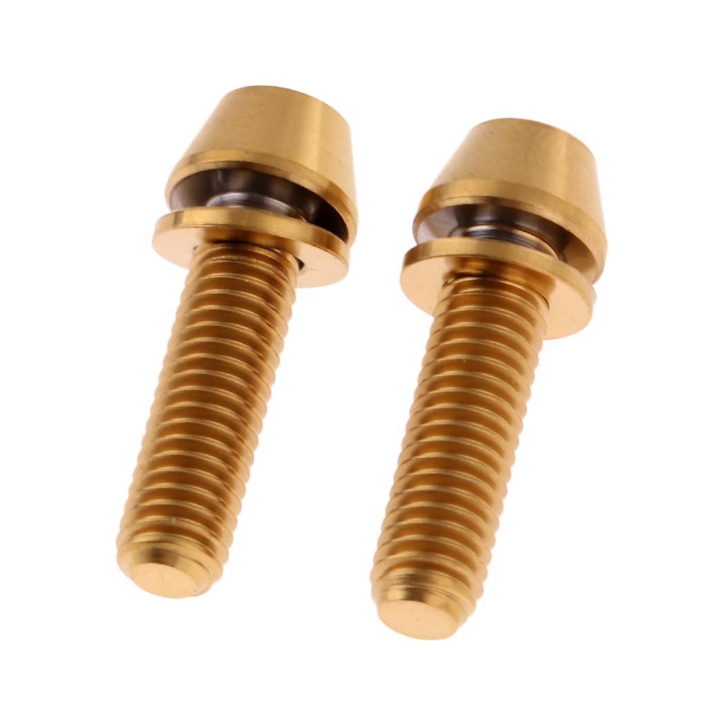 2 M5 Titanium Alloy Bike Bolts Tapered Head Screw & Washer Gasket - Lightweight & Durable