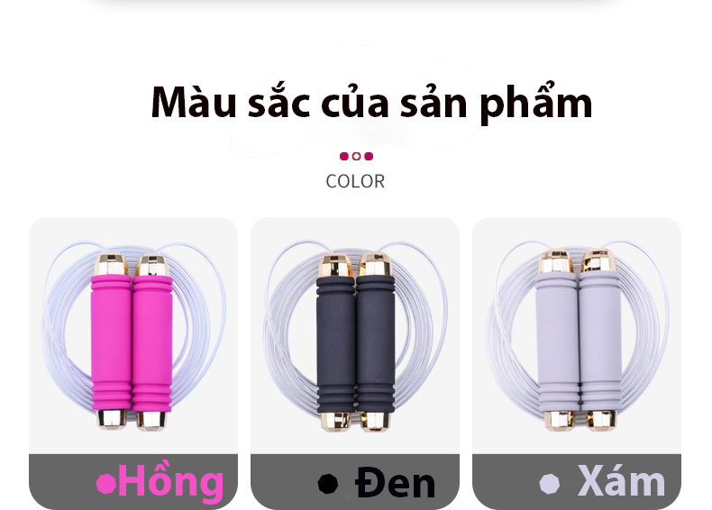 Dây Nhảy Tập Thể Dục Cao Cấp Tại Nhà Lõi Thép Cao Cấp, Viền Tay Cầm Hình Kim Cương Chính Hãng Cao Cấp KitAcoom