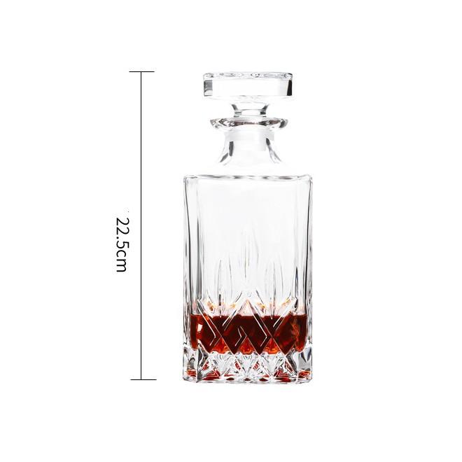 Bình Rượu Thủy Tinh Vuông 1000Ml (Kèm Ly cốc) Vỏ Chai Rượu Đẹp giá rẻ Sang Trọng