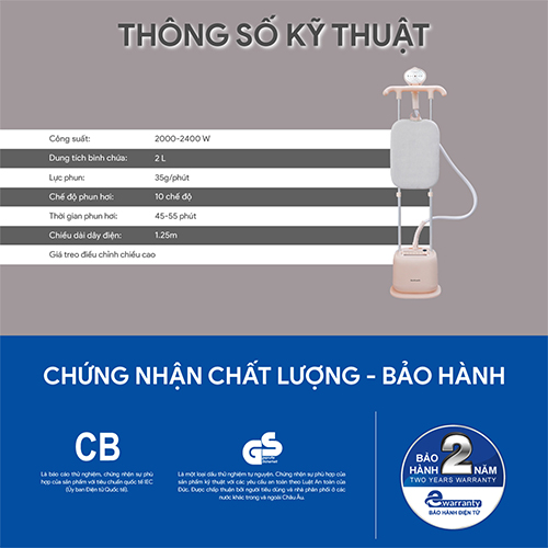 Bàn ủi hơi nước đứng Bluestone GSB-3955 - Hàng chính hãng