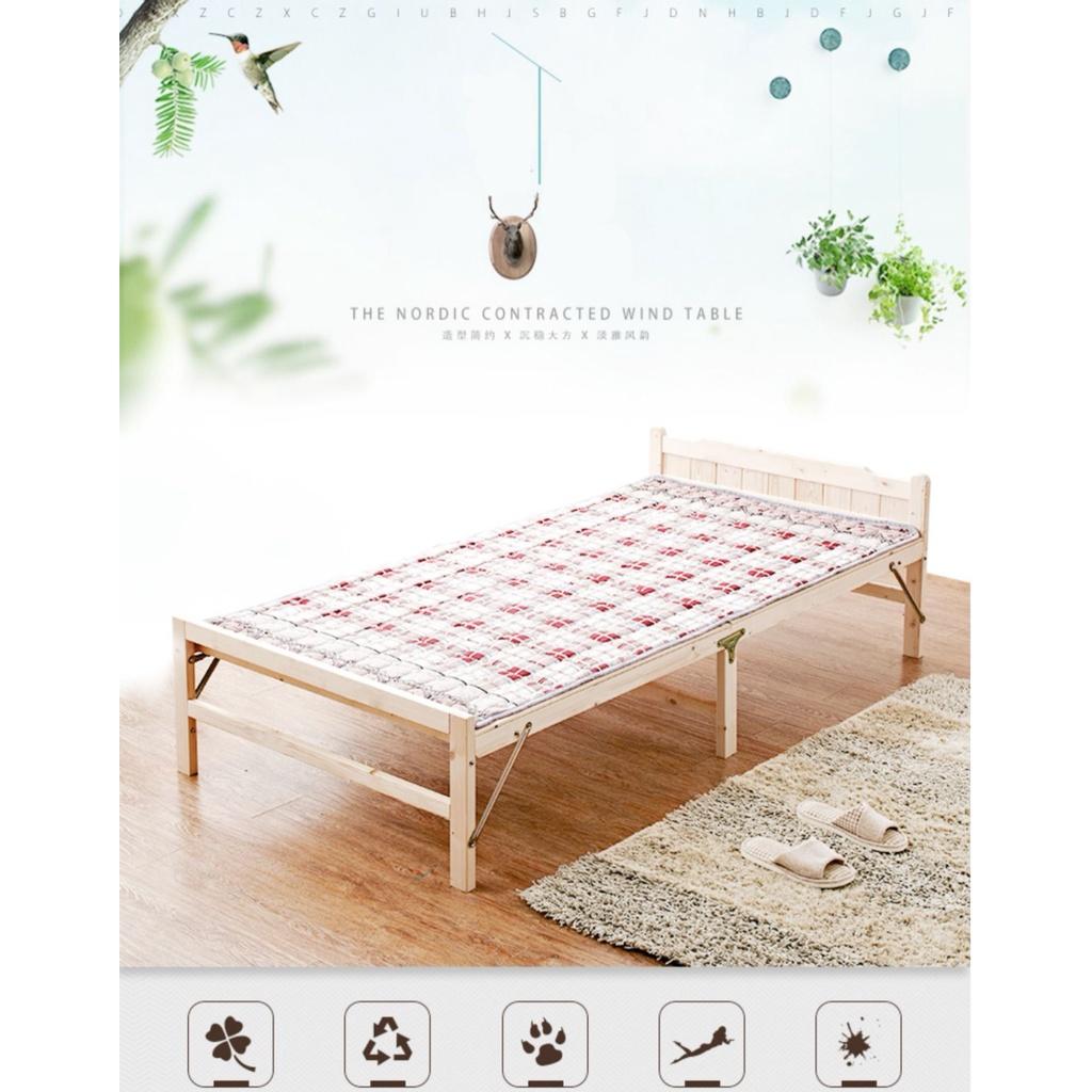 RE0555MAU1.2 Giường gỗ thông gấp gọn 120x195cm tặng nệm gối - Giường xếp gỗ thông