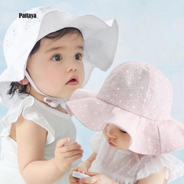 Mũ Cotton Rộng Vành Xinh Xắn Bé Gái (1-3 tuổi
