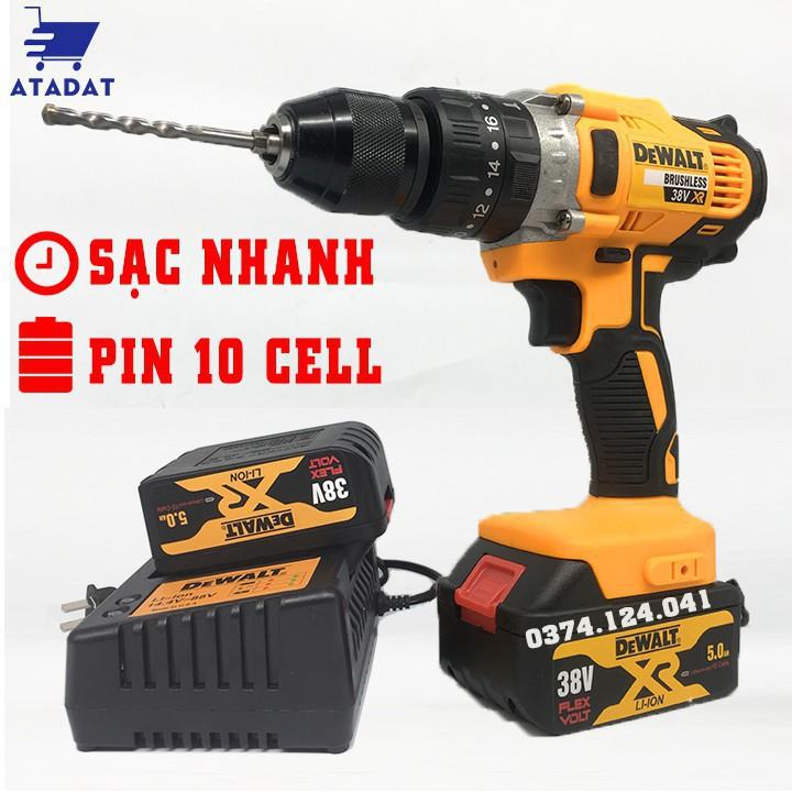 Máy Khoan Pin DEWALT 38V - Khoan Có Búa, Bắt Vít, Siết Bulong - Pin 10 Cell - Khoan Bê Tông - 100% Đồng