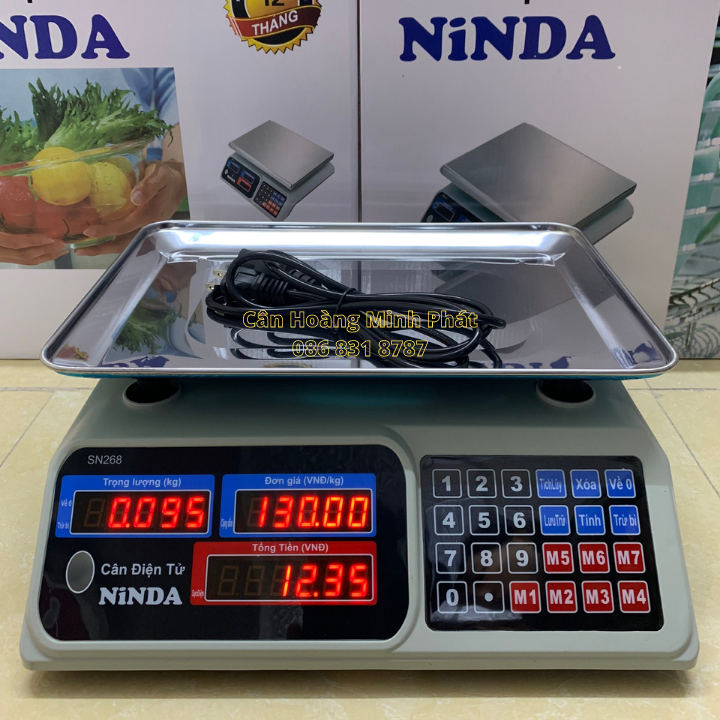 CÂN ĐIỆN TỬ TÍNH TIỀN 2 MẶT, TÍCH ĐIỆN 30kg/5g NINDA SN268 NHẬT BẢN (Cân điện tử tính tiền tự động - tích điện) - BẢO HÀNH 2 NĂM [ CÂN-HOÀNG-MINH-PHÁT ]