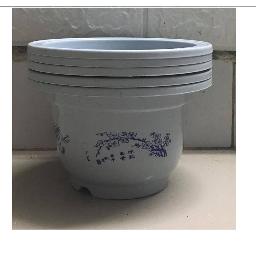 5 Chậu Nhựa Trồng Cây Hoa, Cây Cảnh Màu Trắng MiNi A200x130