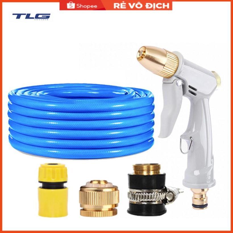 Bộ dây vòi xịt nước tưới cây rửa xe,tăng áp 3 lần, loại 7-10m (cút nhựa nối đồng nhựa) 206846