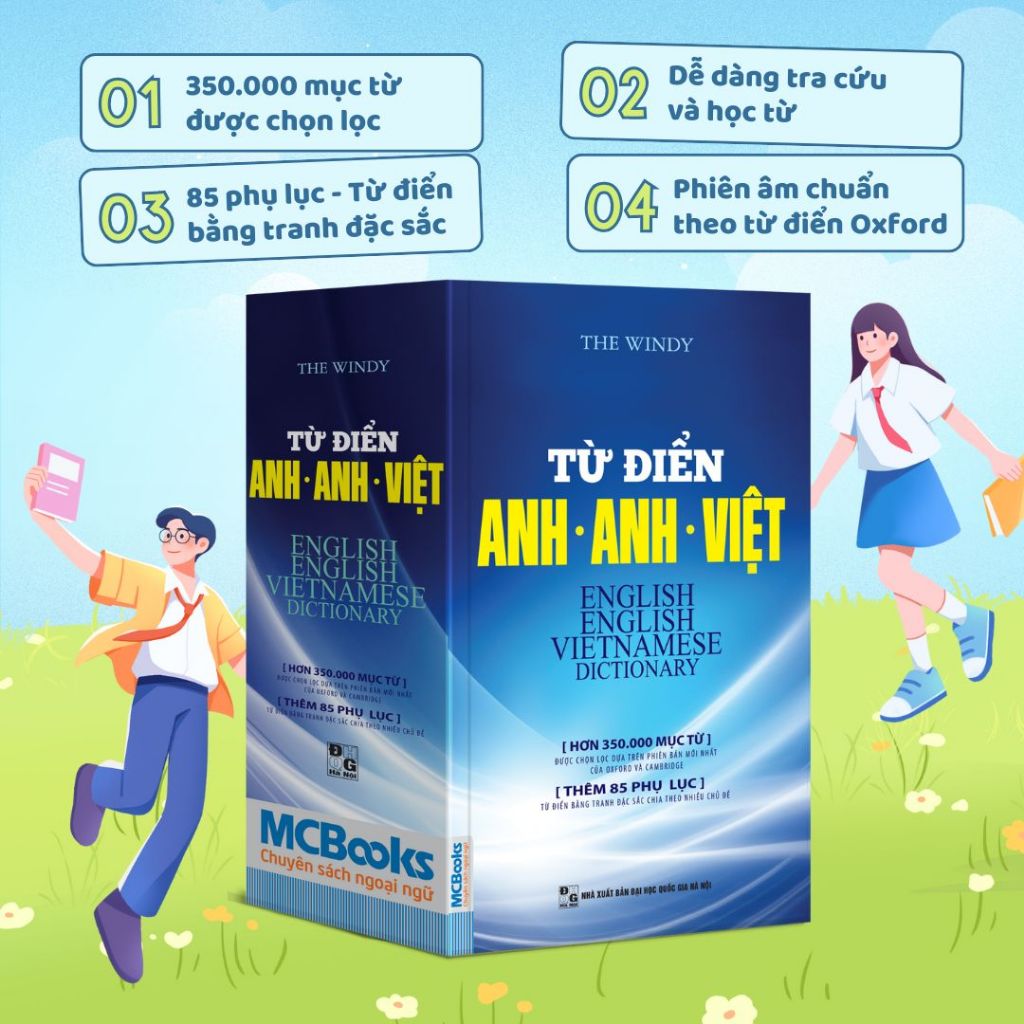 Sách - Từ Điển Anh Anh Việt Phiên Bản Bìa Mềm Màu Xanh - Giải Nghĩa Đầy Đủ Ví Dụ Phong Phú