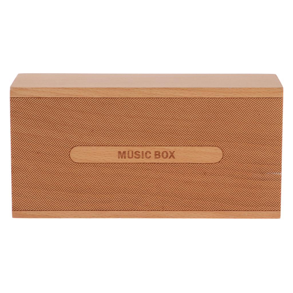 Retro Clockwork Musical Box Wooden Engraved Wind-up Mechanism Music Movements - 4 Melody for Like - Birthday Gift / Mild Music Lover / Home Ornaments