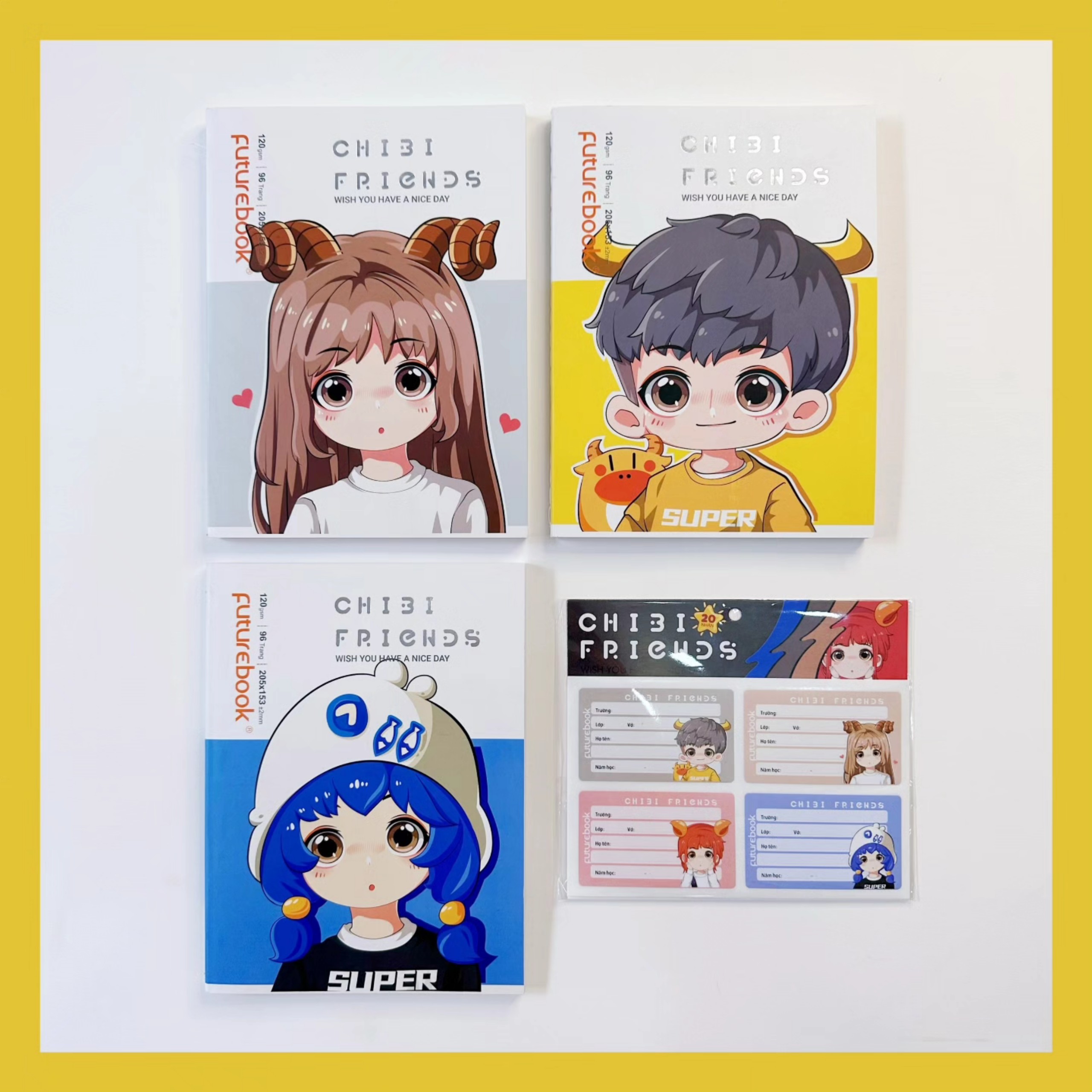 Nhãn Vở Học Sinh ChiBi Friends. MSP: N148 .VPP Futurebook- Giao mẫu ngẫu nhiên.