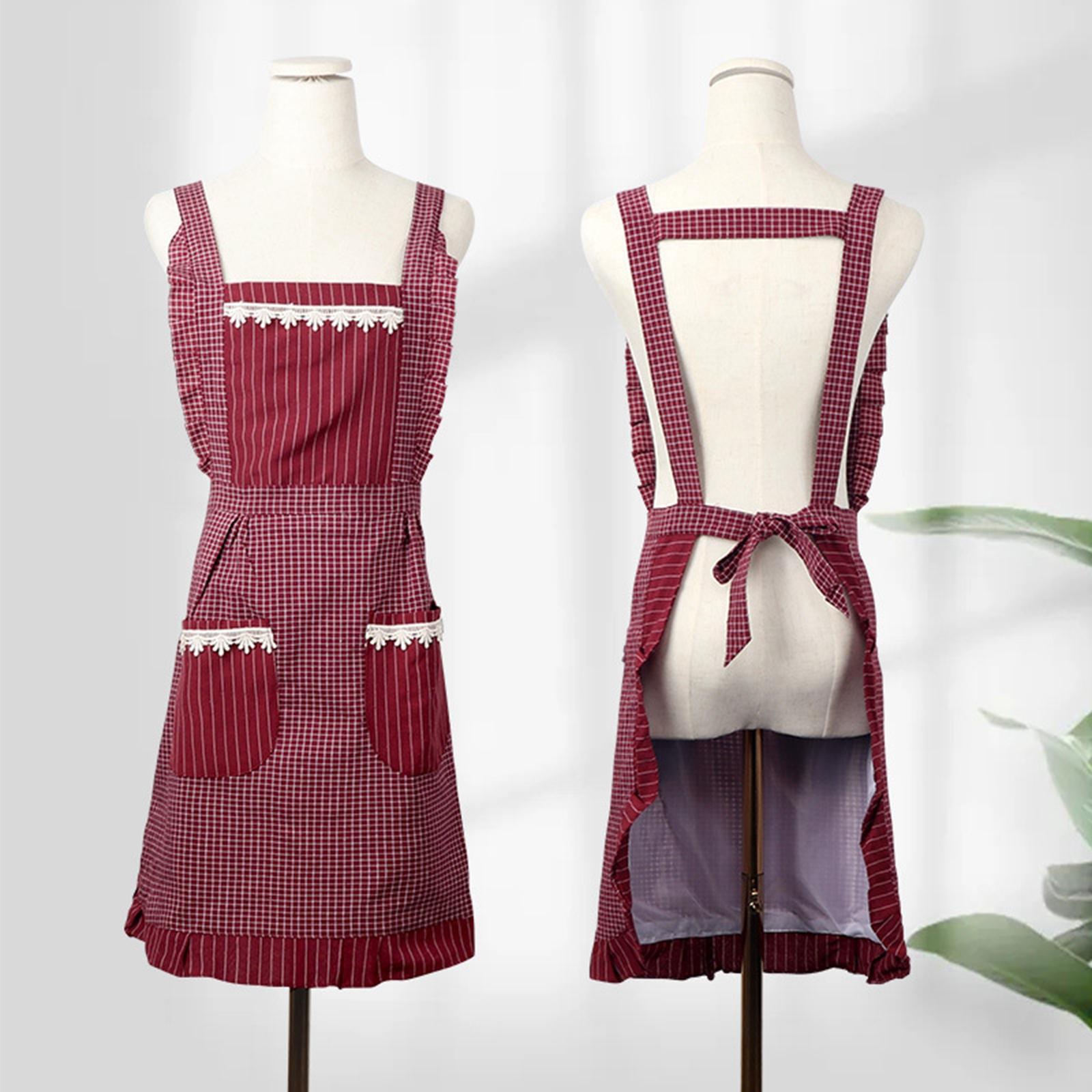 Kitchen Apron Gardening Apron with Pockets Barista Apron for Home Red