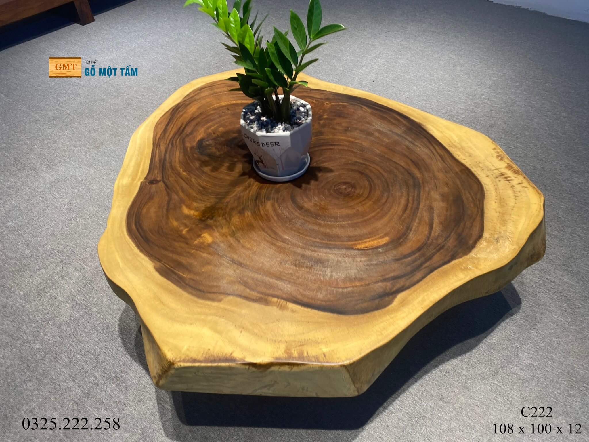 Bàn Sofa Gỗ Me Tây, Bàn Cafe Gỗ Me Tây, Bàn Gỗ Me Tây Nguyên Tấm Dài 1,08m Rộng 1m Dày 12cm