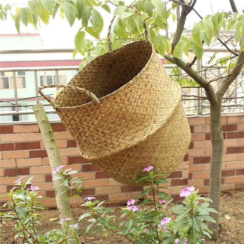 Giỏ Cói Trồng Cây Cảnh Trong Nhà Cỡ Lớn Có Quai Xách Độc Đáo - Giỏ Đựng Đồ Đa Năng Thân Thiện GC-002
