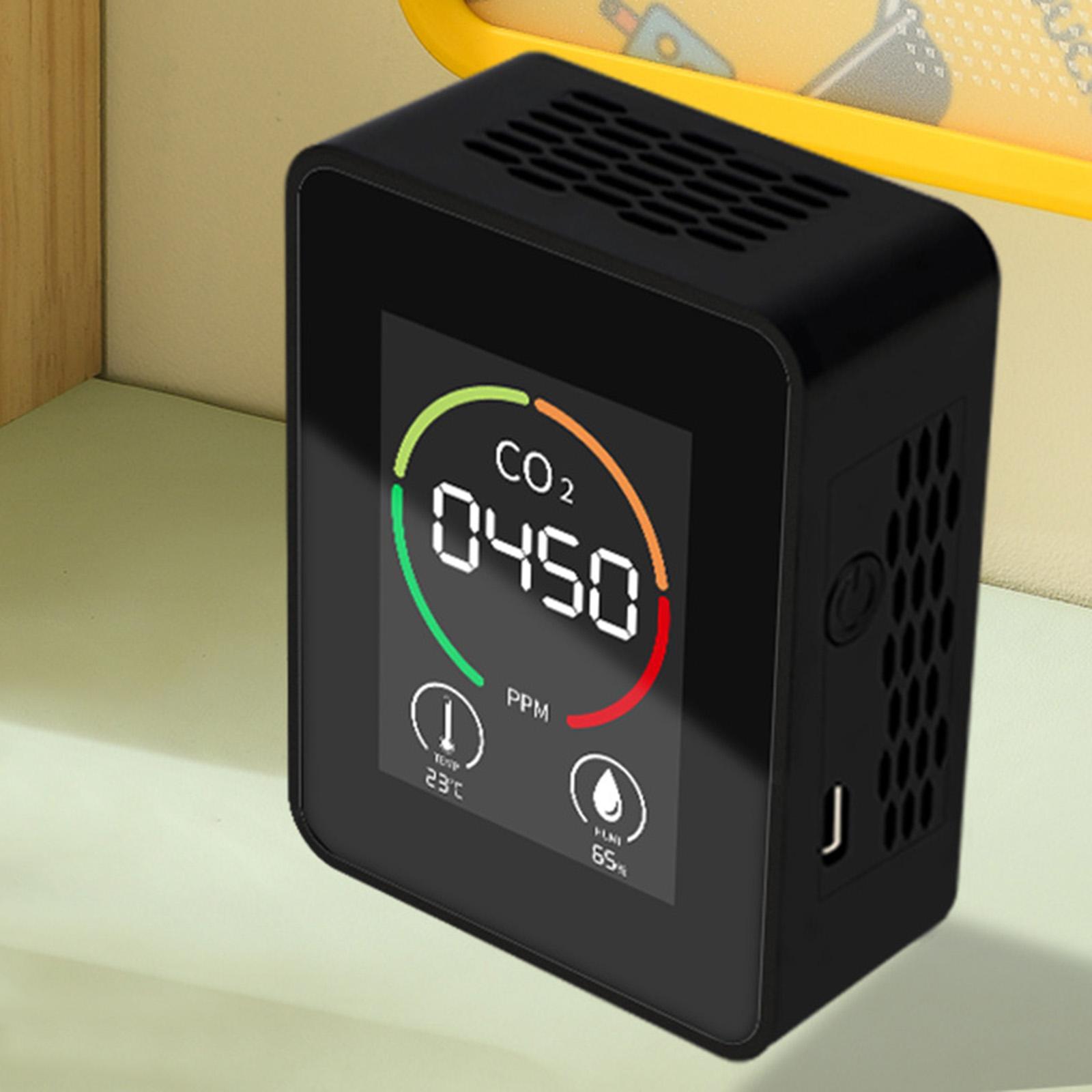 Household CO2 Tester Temperature Humidity Monitor High Accuracy with Backlight Indoor Air Quality Monitor Multifunctional for Indoor Garden