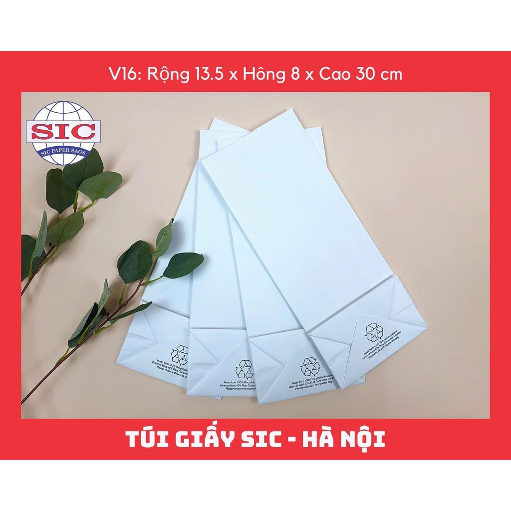 10 CHIẾC TÚI GIẤY KRAFT V16: 13.5x8x33 MÀU TRẮNG KHÔNG QUAI ( ẢNH THẬT)