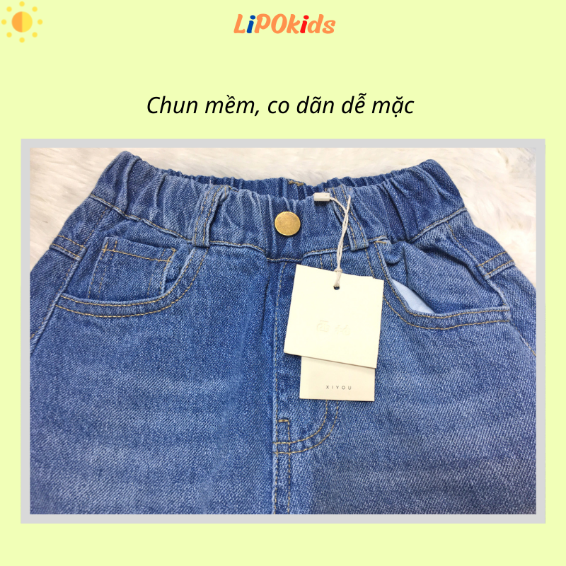 Quần jeans bò bé trai bé gái rách gối phong cách Hàn Quốc năng động OQ050