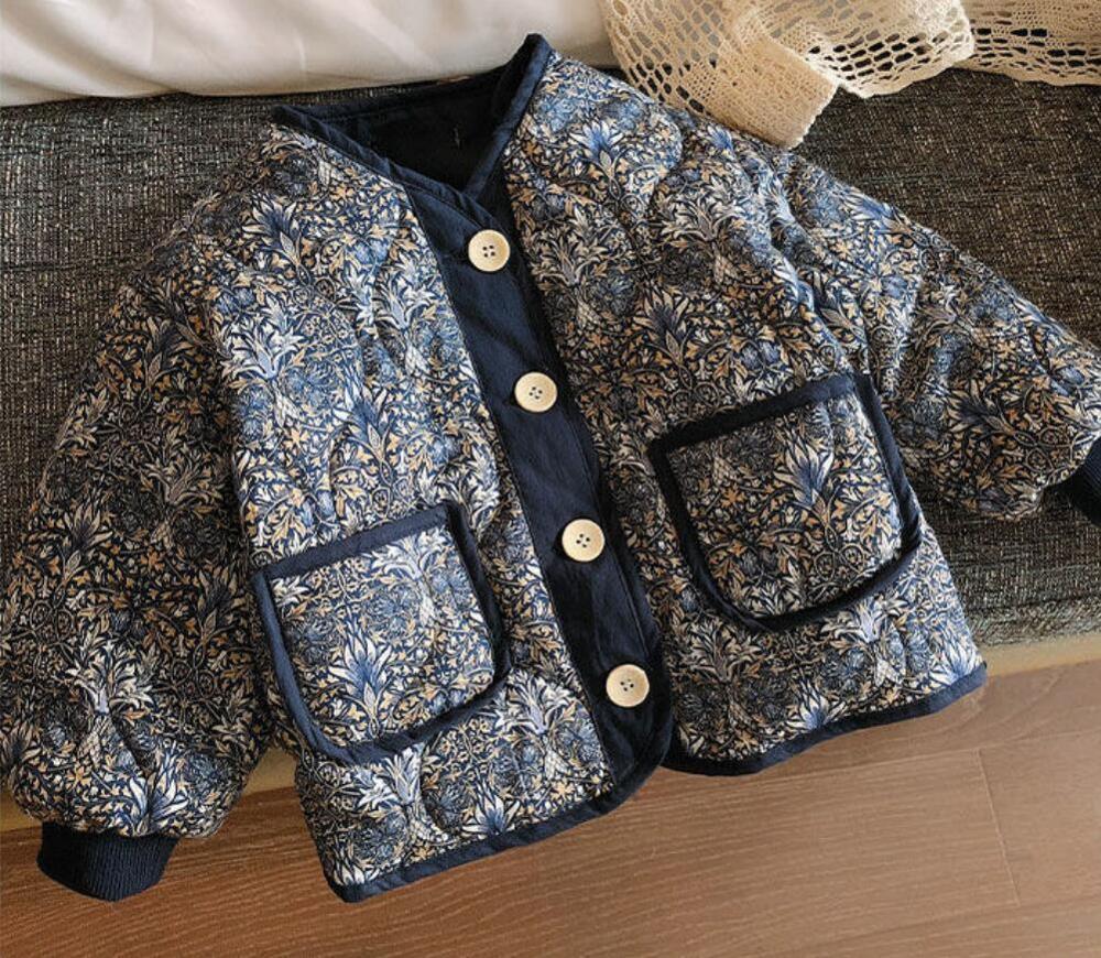Mới Mùa Đông Cho Bé Gái In Hoa Làm Dày Áo Khoác Phong Cách Hàn Quốc Trẻ Em Quần Áo Cho Bé Kid Mùa Xuân Ấm Áp Cotton Lót Áo Khoác