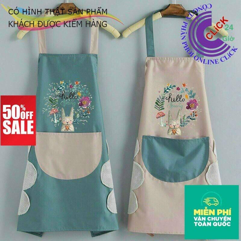 Tạp Dề Chống Thấm Nước Phong Cách Hàn Quốc Dễ Thương - CÓ CHỖ ĐỂ ĐIỆN THOẠI CHỖ LAU TAY TIỆN LỢI