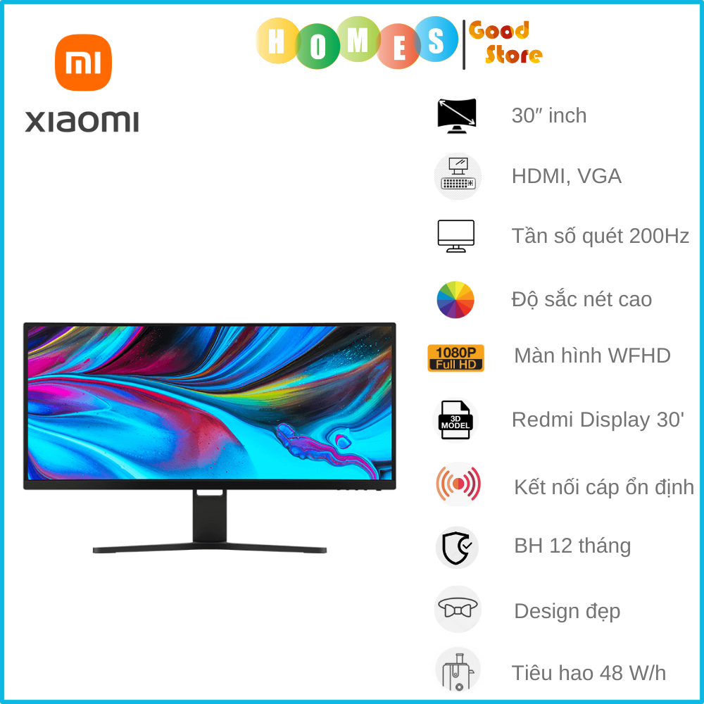 Màn Hình Máy Tính Cong Xiaomi Redmi 30 Inch –2K/ 200Hz/ Cong 1800R Độ Phân Giải Cực Nét WQHD Chơi Game, Làm Việc Không Mỏi Mắt - Hàng Nhập Khẩu