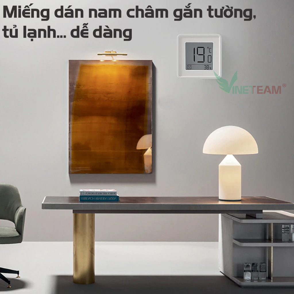 VINETTEAM Nhiệt Ẩm Kế Điện Tử Thông Minh Hank Đo Nhiệt Độ Và Độ Ẩm Trong Nhà Màn Hình Lớn Hiển Thị Kỹ Thuật Số - Hàng Chính Hãng