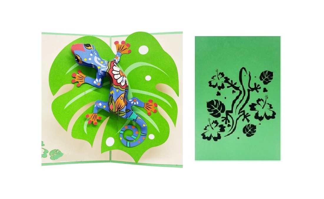 Thiệp 3D Tắc Kè Hoa Nghệ Thuật – Thiệp Pop Up Độc Lạ, Sáng Tạo, Tặng Sinh Nhật, Bạn Bè, Đồng Nghiệp, A30