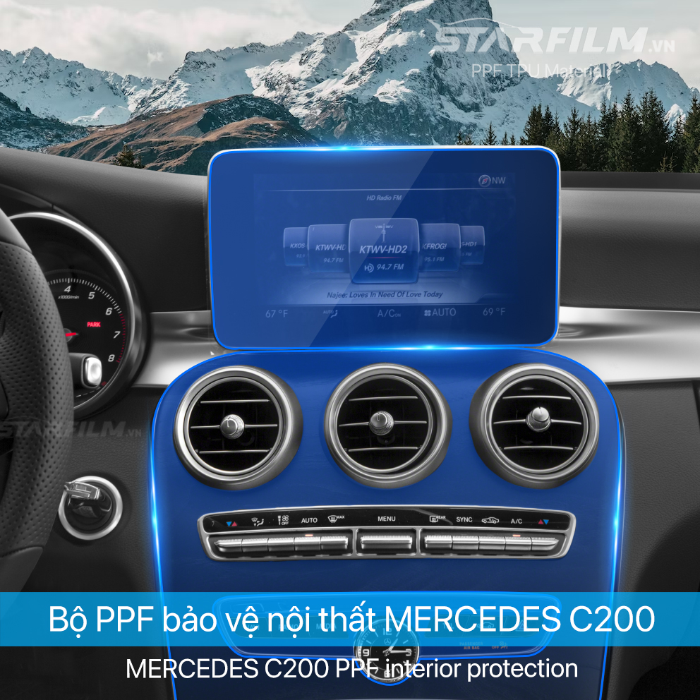 Mercedes Benz C200 2019-2021 PPF TPU nội thất chống xước tự hồi phục STARFILM