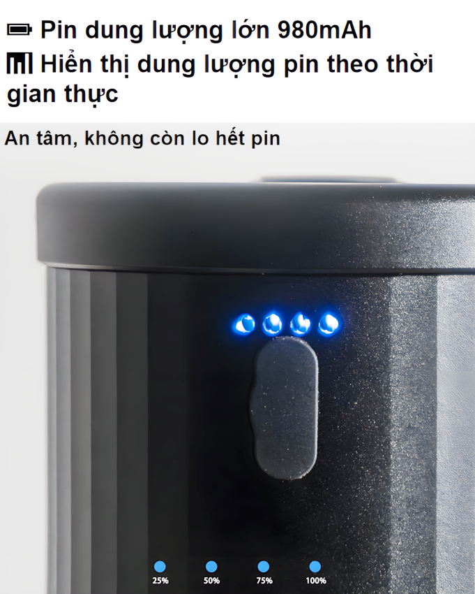 Máy xay hạt cà phê cầm tay kèm pin 60 cấp độ xay 2 trong 1 thương hiệu Mỹ HiBREW G4C - Dung lượng pin 980mAh - Hàng nhập khẩu