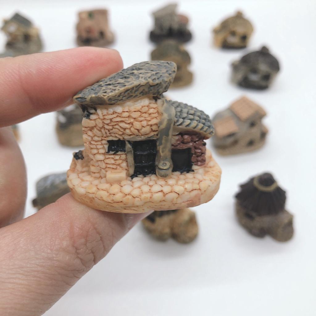 Mô hình tiểu cảnh ️ Mô hình ngôi nhà gạch nông thôn trang trí tiểu cảnh, sen đá, sân vườn, terrarium
