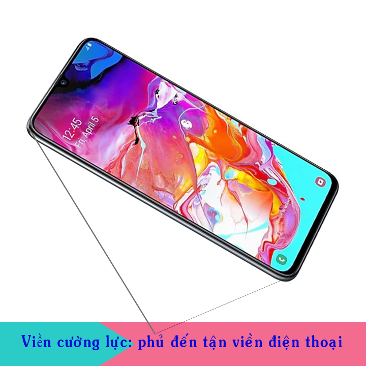 Kính Cường Lực cho Samsung Galaxy A70 - Full màn hình - Màu Đen - Hàng Chính Hãng