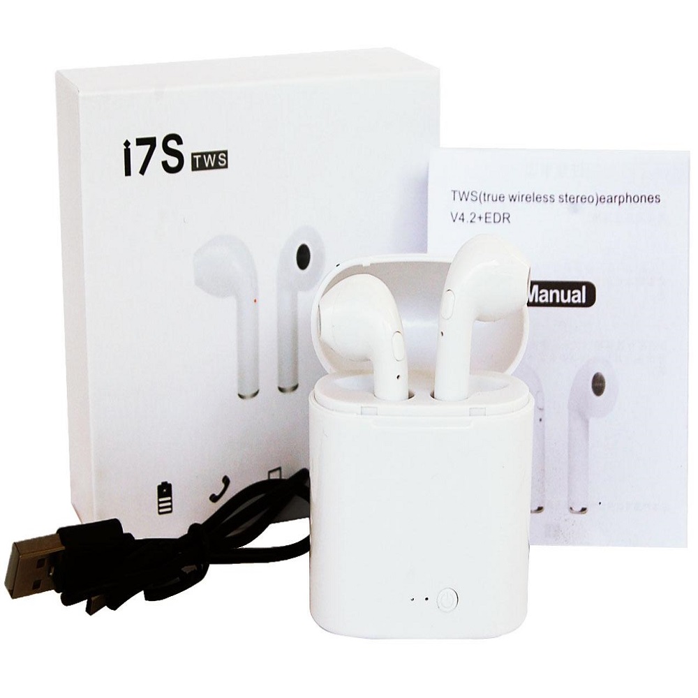 Tai nghe Bluetooth i7s tai nghe không dây 2 tai kiểu dáng airpods - tặng giá đỡ điện thoại Iring