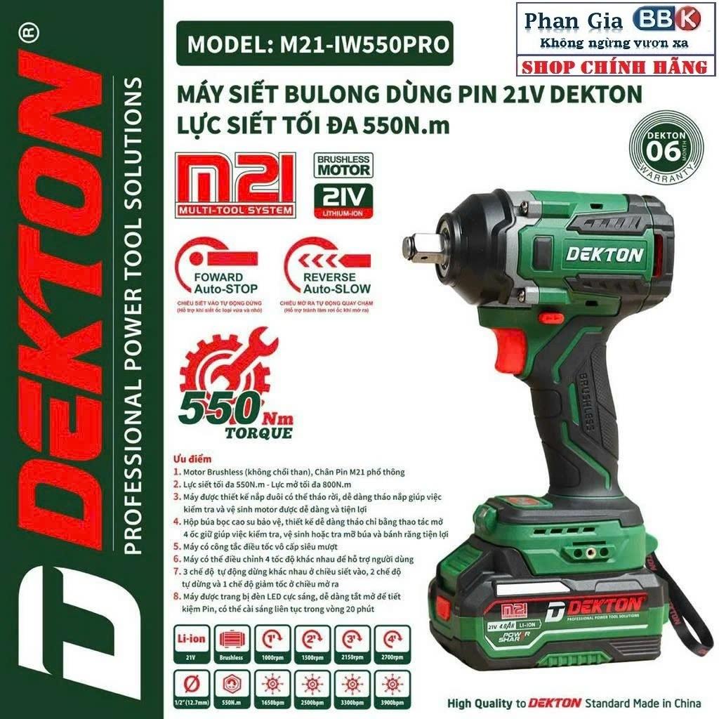 Máy Siết Bulong 550nm DEKTON M21-IW550PRO- Lực siết lớn_ Hàng chính hãƞg