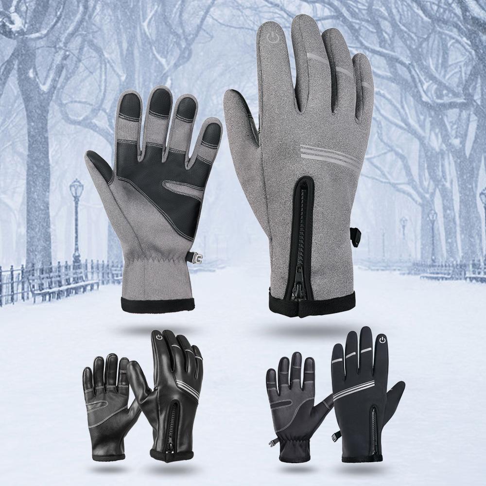 Găng tay da mùa đông ấm áp cho nam đi xe đạp, chơi thể thao trượt tuyết ngoài trời