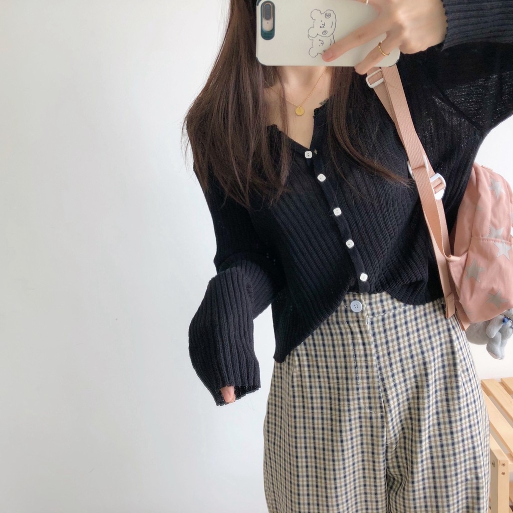 Áo len mỏng cardigan phong cách hàn quốc
