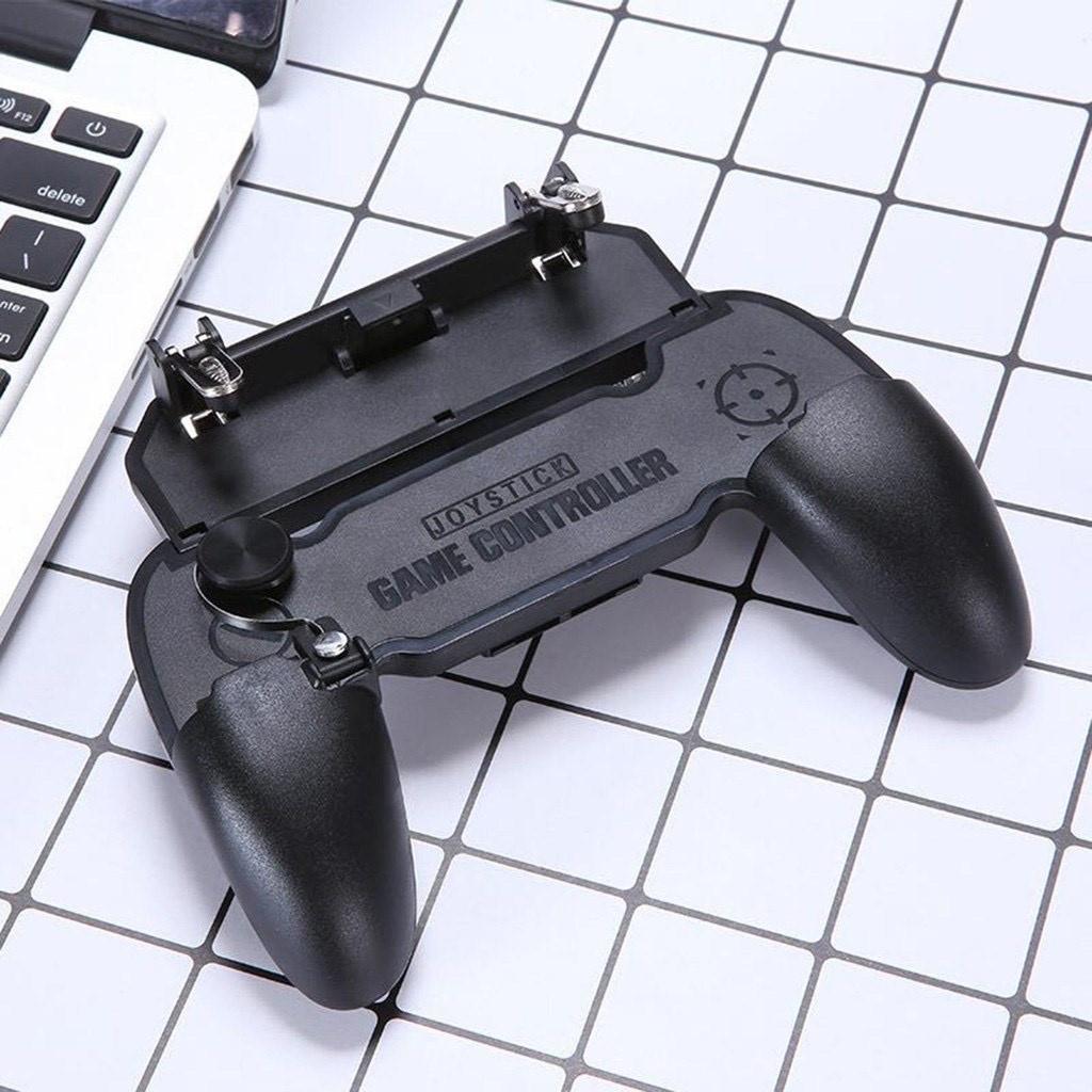 Tay cầm chơi game W11,kèm nút bấm cho game PUBG, ROS, Free Fire gắn điện thoại tiện lợi JM88