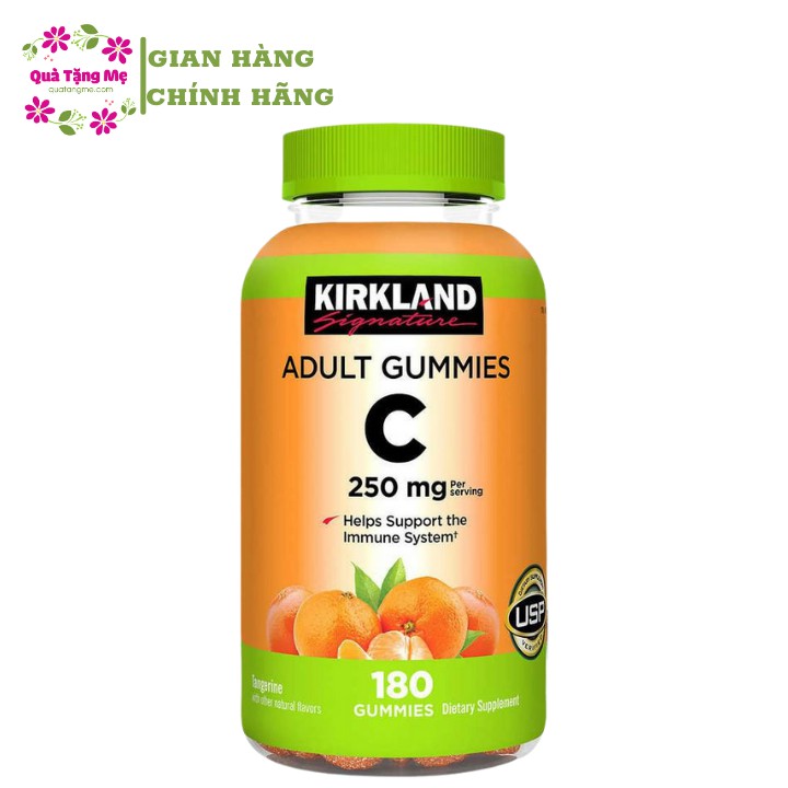 Vitamin C 250mg Kirkland Adult Gummies tăng sức đề kháng, sáng da, thúc đẩy sản xuất collagen, làm chậm quá trình lão hóa - QuaTangMe Extaste - 1lọ