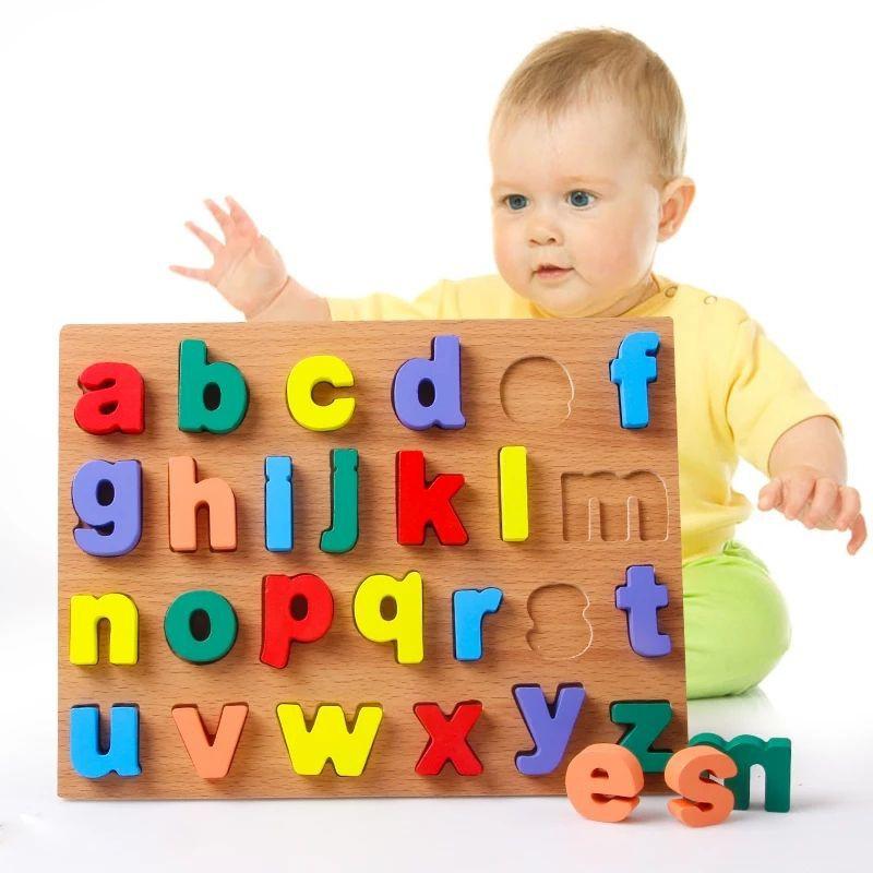 Bảng ghép hình khối học, bảng chữ cái, bảng số học cho bé bằng gỗ nổi size lớn 22*30cm