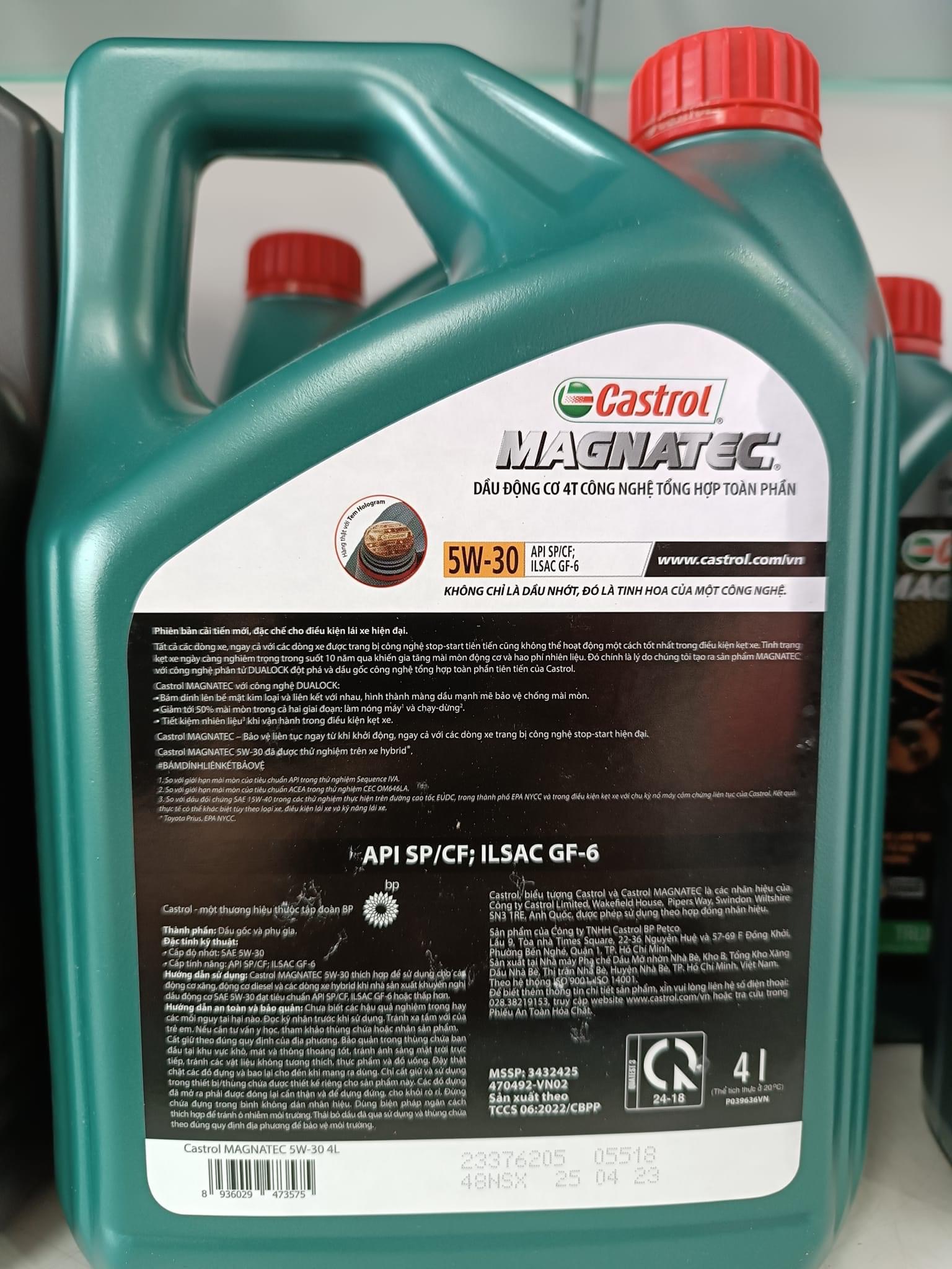 Nhớt ô tô, nhớt tổng hợp CASTROL MAGNATEC 5W30 4Lit