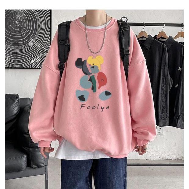 Áo sweater nỉ cổ tròn dài tay nam nữ họa tiết APSR Gấu Foolye