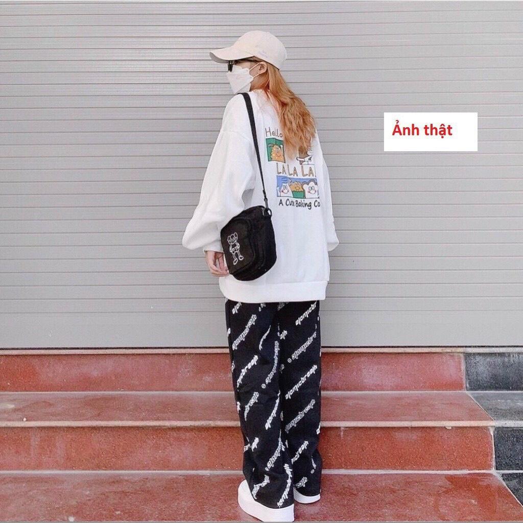 Áo sweater nam nữ tay phồng in cokie được may từ nỉ ngoại mềm mịn,thoáng mát freesize từ