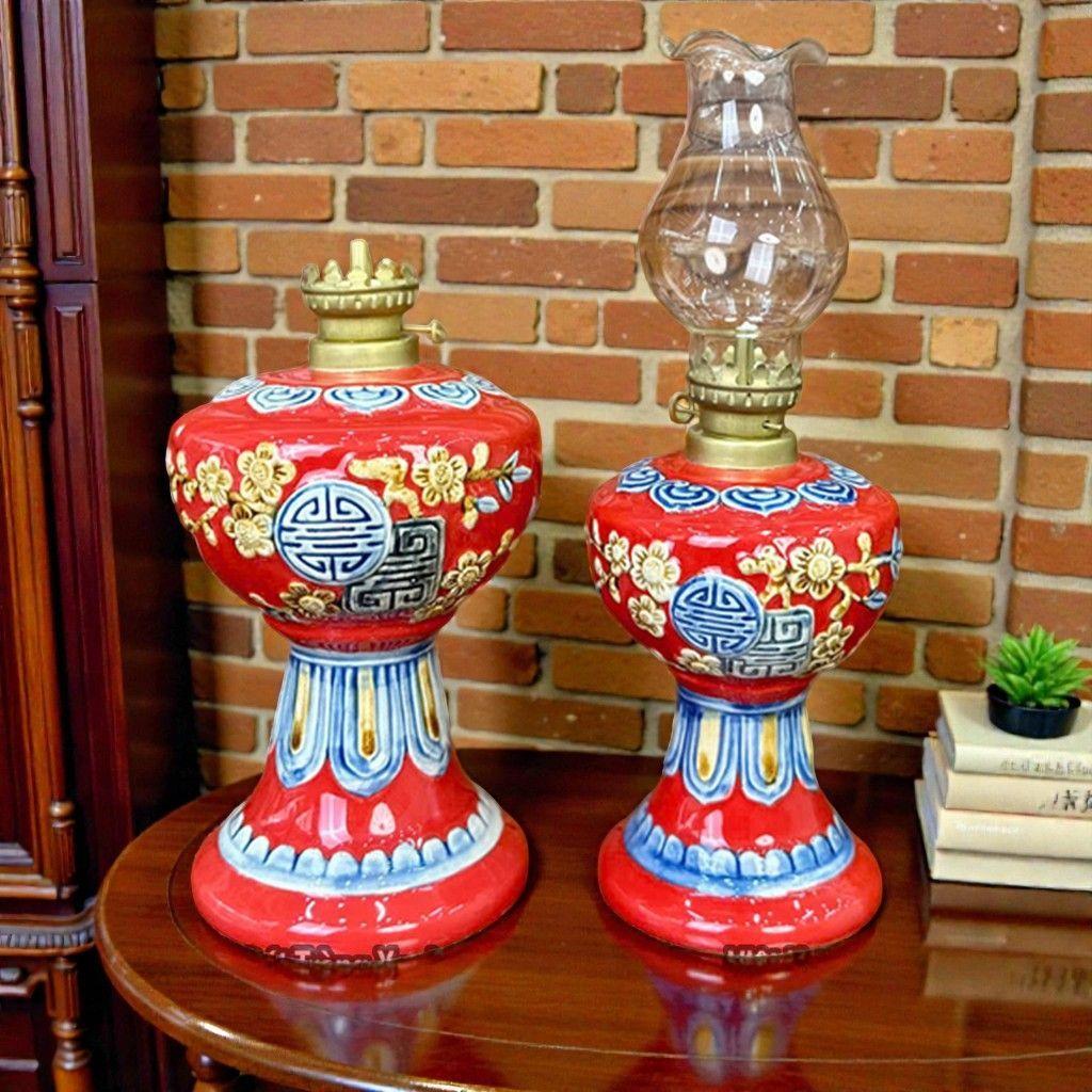 Đèn Dầu Đắp Nổi Bát Tràng Men Đỏ RỒNG VIỆT – Họa Tiết Sen & Đào Thọ Gốm Thủ Công bất tràng Cao Cấp