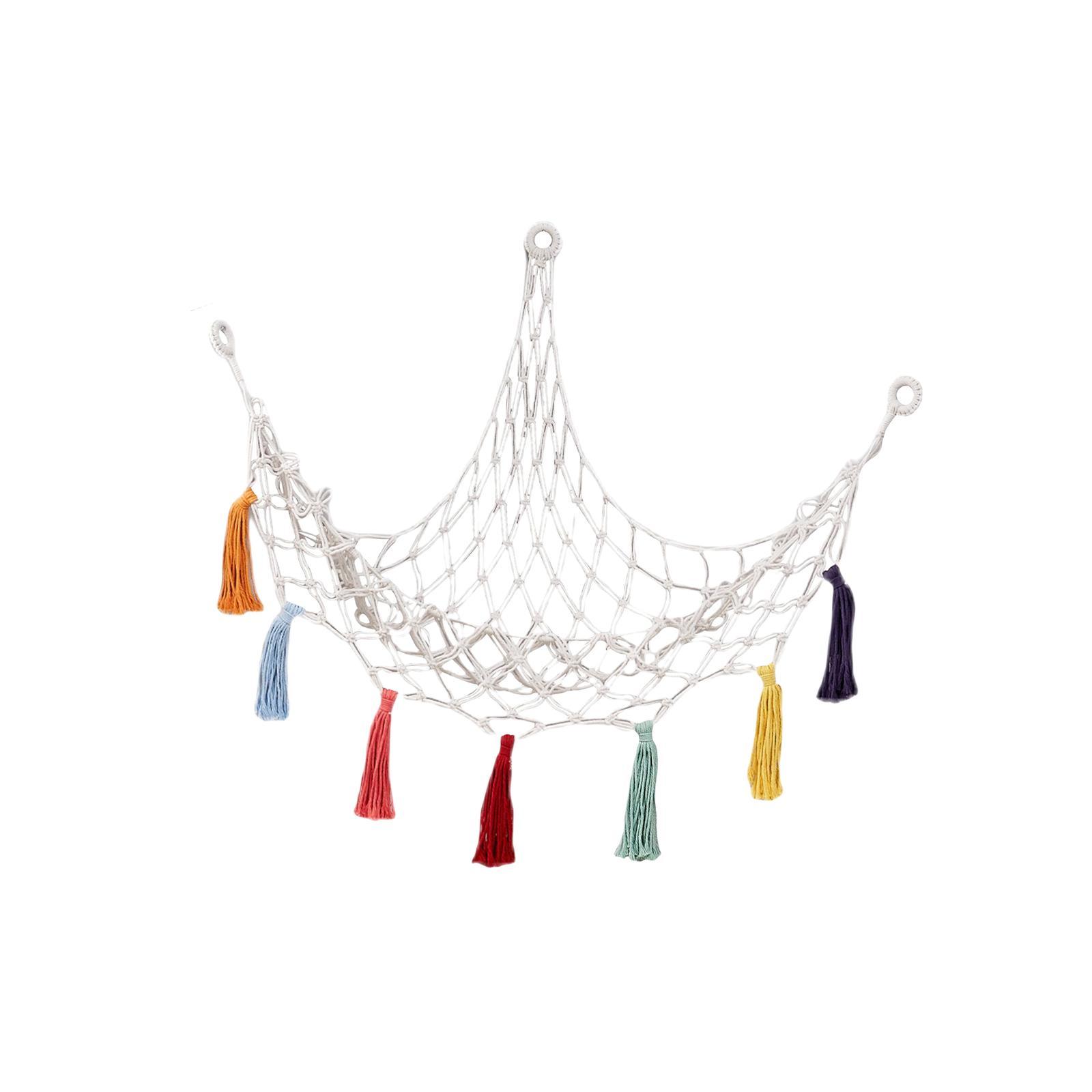 Creative Toy Hammock Wall Mounted Children Toy Holder with Tassels Decor