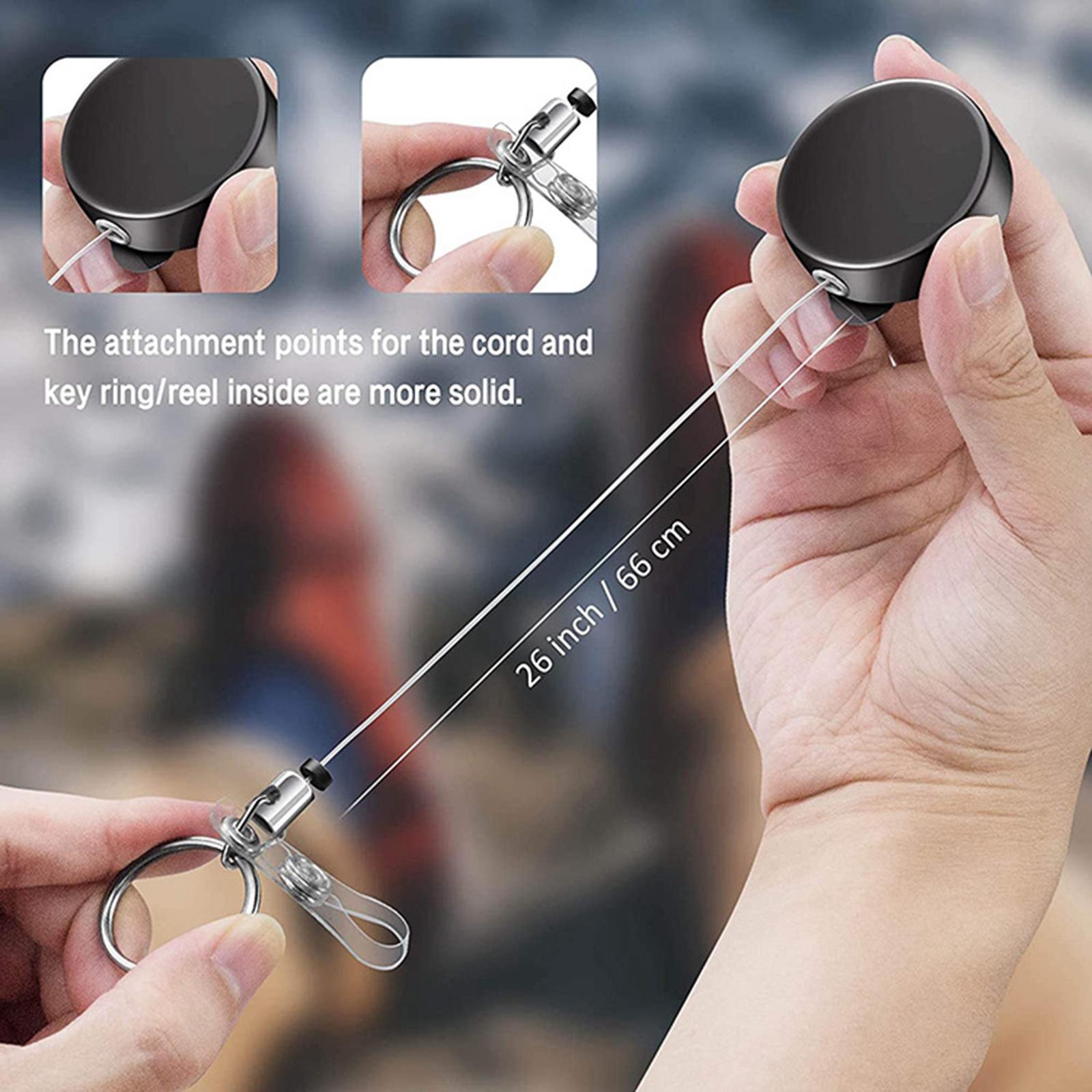 3x Retractable Metal Reel Badge ID Holder Belt Clip Recoil Name Key Ring Chain