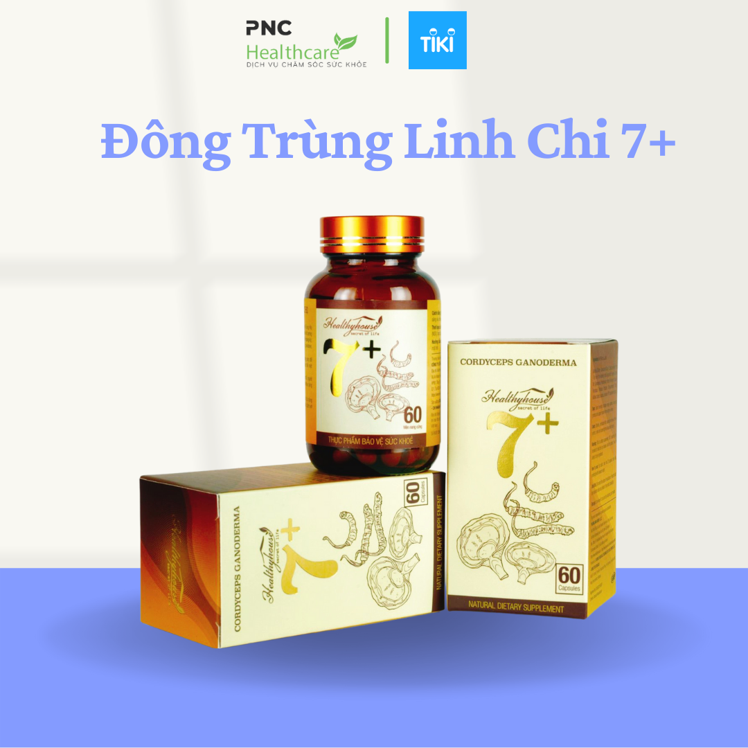 Viên Uống Đông Trùng Linh Chi 7+ Hỗ Trợ Tăng Đề Kháng, Giảm Mệt Mỏi PNC Healthcare Hộp 60 Viên